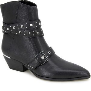 Kenneth Cole Black Ankle Boots with Studded Straps. Women’s fashion Western boot